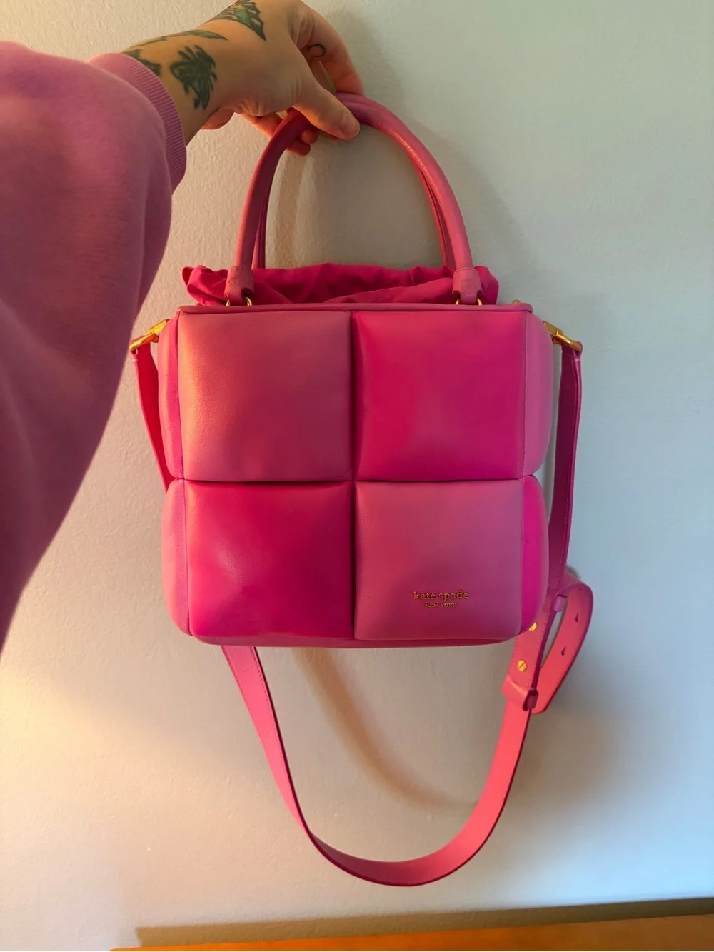 kate spade Bright Pink Woven-Block Crossbody Bag
